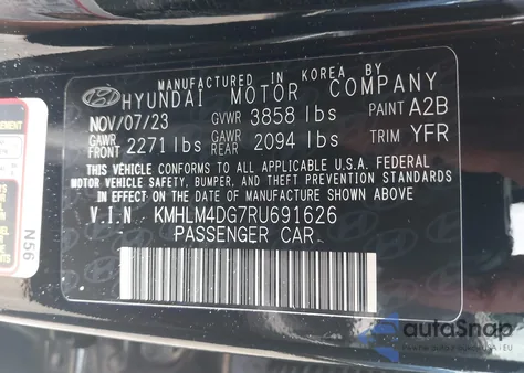 2024 Hyundai Elantra Sel z USA, uszkodzony, nr VIN KMHLM4DG7RU691626